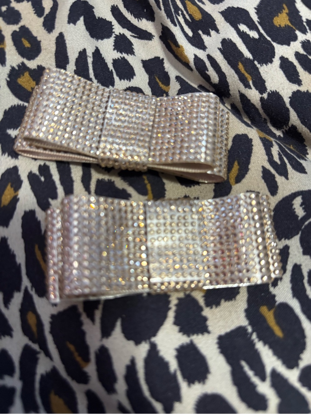 Vintage Rhinestone Bow Shoe Clips - Champagne Sparkle